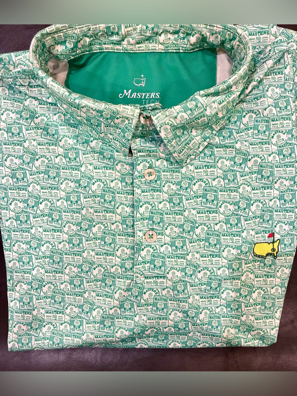 2026 Authentic Masters Tech Men's Badge Design Performance Golf Shirt Polo Large - Picture 2 of 7